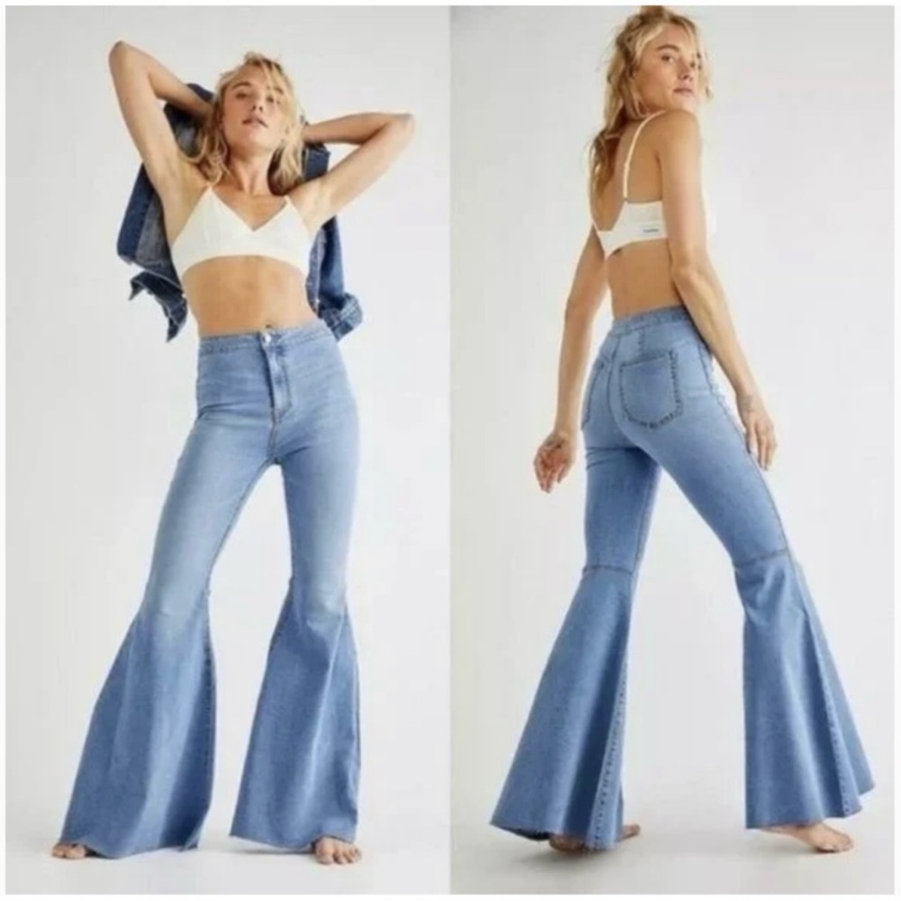 Free People Light Blue Flare Jeans
